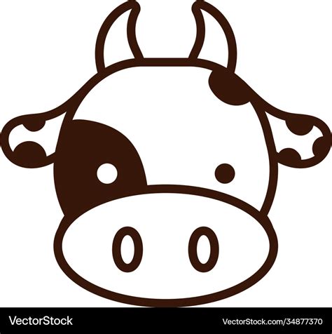 Cute little cow kawaii animal line style Vector Image