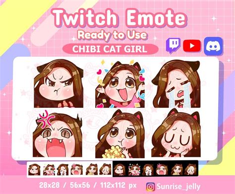 Twitch Emotes / Brown Hair Brown Eyes / Chibi Girl / Twitch Emotes Pack ...