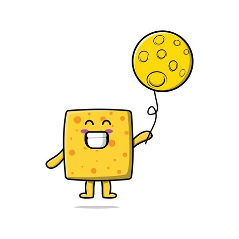 Cute cartoon cheese floating with moon balloon 8106495 Vector Art at ...