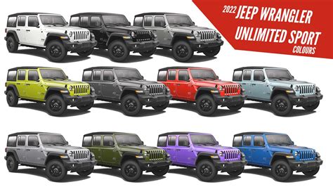 2022 Jeep Wrangler Unlimited Sport All Color Options - AUTOBICS