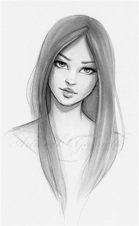 Pretty Girl Face Drawing at PaintingValley.com | Explore collection of ...