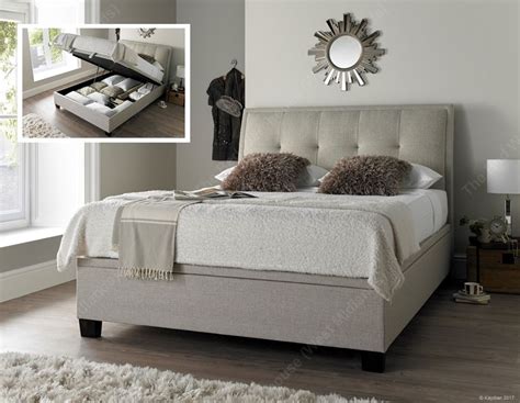 Acclaim Oatmeal Double Ottoman Storage Bed Frame