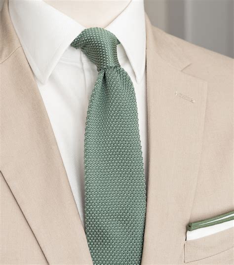 Sage green knitted tie | bubibubi.store