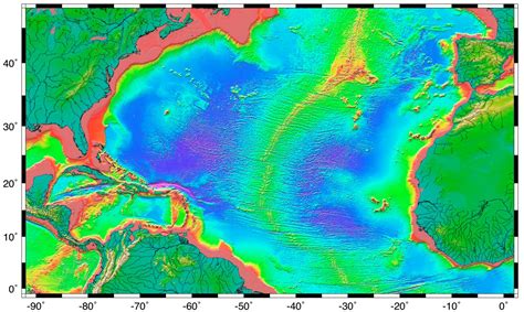 Atlantic Ocean Map Green | Map of Atlantic Ocean Area