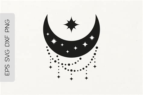 Crescent Moon with Witchy Beads Graphic by Starry · Creative Fabrica