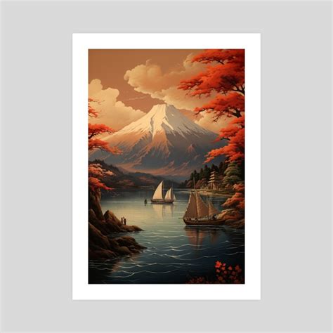 Japanese Ukiyo-e Art Mount Fuji From Lake 95, an art print by ...