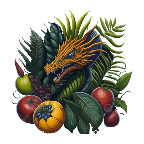 Tropical Fruit And Dragon Illustration Vector, Tropical Fruit, Dragon ...