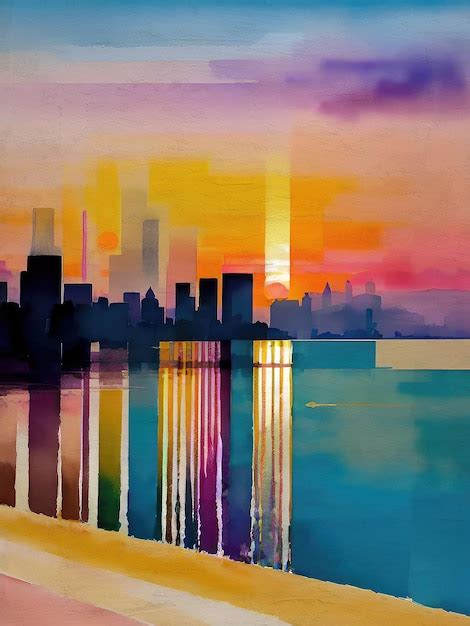 Premium Photo | Watercolor sunset painting abstract illustration ...