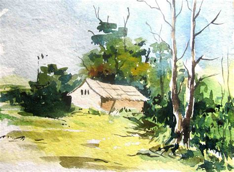 Landscape Drawing With Watercolor at PaintingValley.com | Explore ...