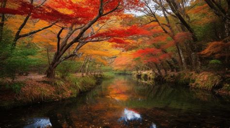 Japan Autumn Scenery From A River Background, Autumn Scenery Beautiful ...