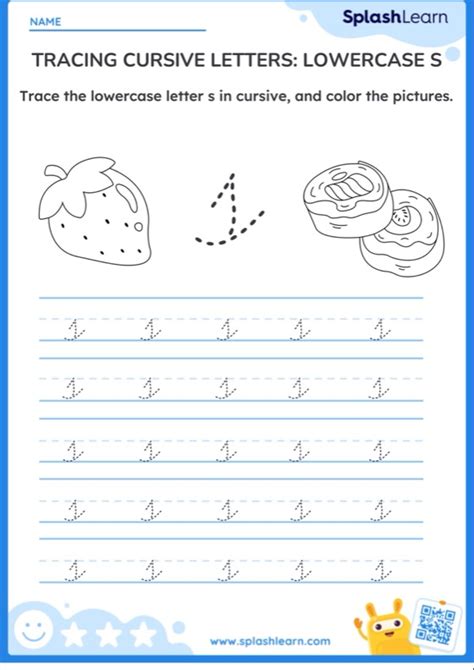 Tracing Cursive Letters: Lowercase S — Printable ELA Worksheet