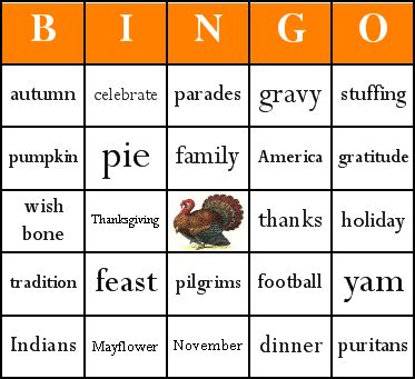 Thanksgiving Bingo Cards