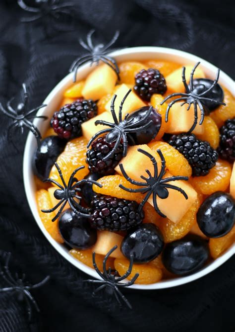 Halloween Fruit Salad with Honey Lime Dressing - Kara Creates