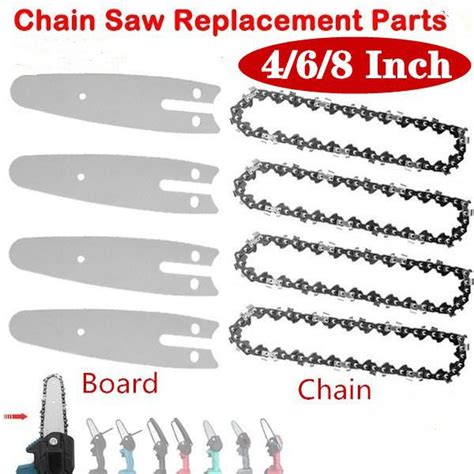 New Chainsaw Parts 4/6/8 Inch Replacement Chain + Guide Board for ...