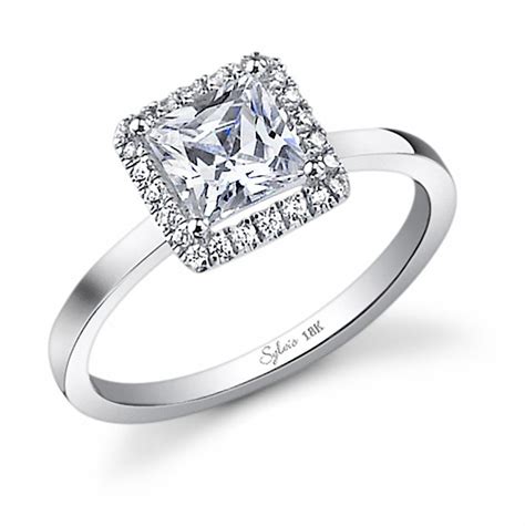 Princess Cut Diamond Halo Engagement Ring | Leo Alfred Jewelers