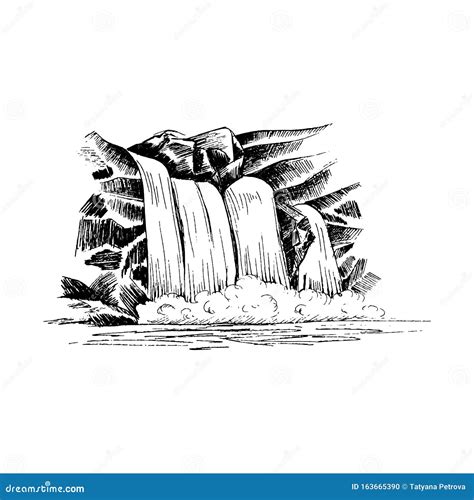 Black And White Cartoon Waterfall