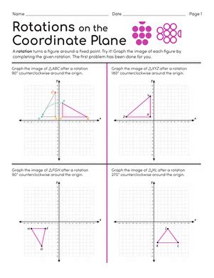 Rotations on the Coordinate Plane | Worksheet | Education.com ...