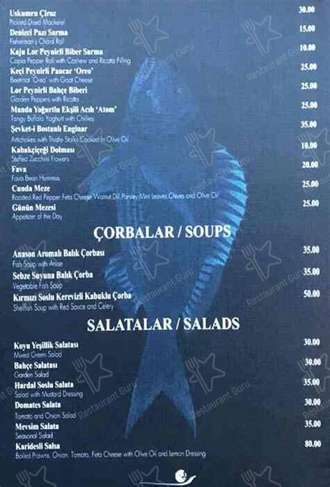 Menu at Azur, Istanbul