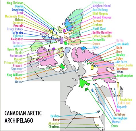 the canadian arctic map is shown with all its major cities and their ...