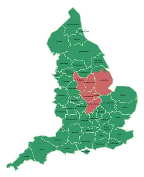 Download A Free Map Of the East Midlands - County Map