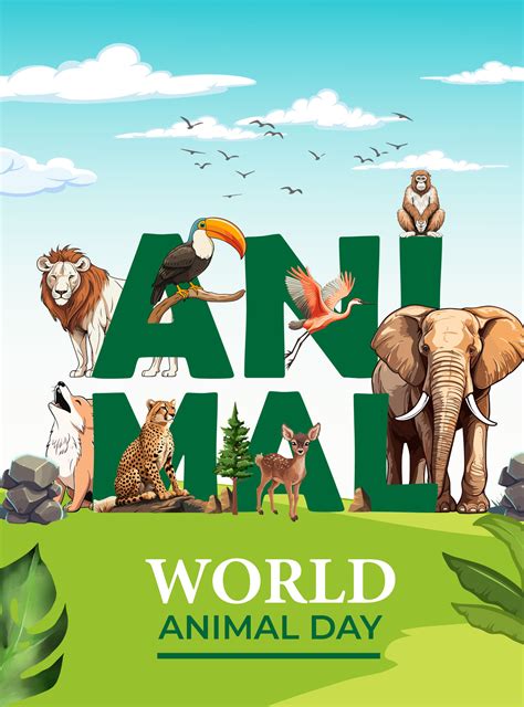 World animal day wildlife illustration vector template 27991322 Vector ...