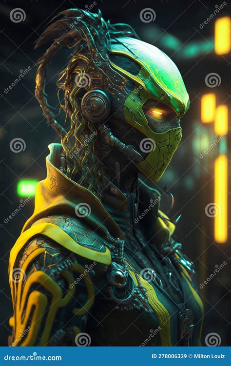 Digital Artwork of Sci-fi Cyberpunk Character Stock Illustration ...