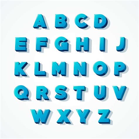 Blue 3D Alphabet Font 165816 Vector Art at Vecteezy