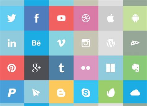 Free 24 Flat Social Media Icons Vector - TitanUI