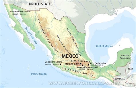 Mexico Physical Map