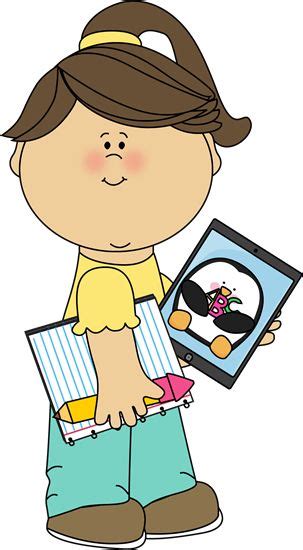 Girl with school supplies and a tablet from MyCuteGraphics | School ...