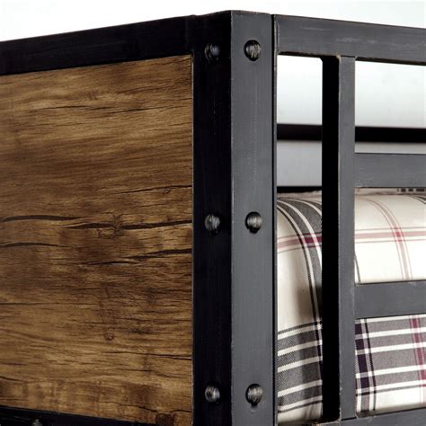 Metal Full Bunk Bed Industrial Style Black Frame