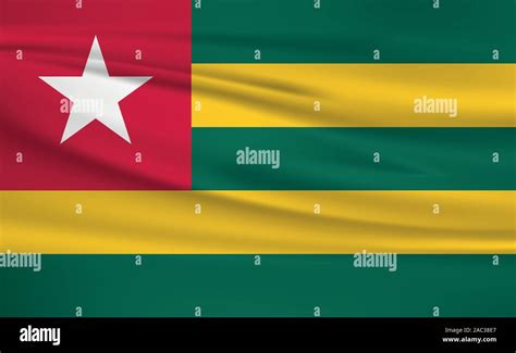 Waving Togo flag, official colors and ratio correct. Togo national flag ...