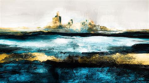 Abstract Blue Gold Wall Art Painting Posters And Prints On Canvas ...