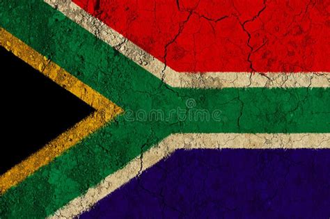 South Africa National Flag on Cracked Earth. Stock Photo - Image of ...