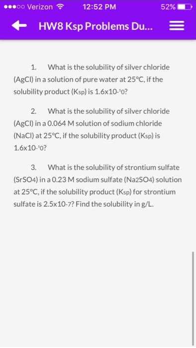 Solved What is the solubility of silver chloride (AgCI) in a | Chegg.com