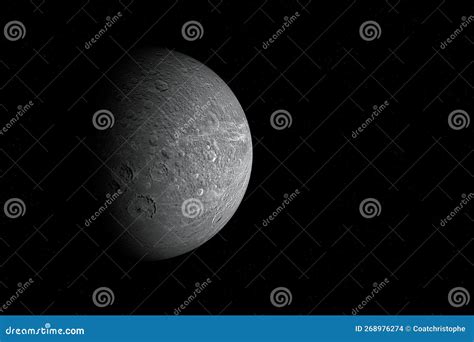 Dione, the Moon of Saturn - Solar System Stock Illustration ...