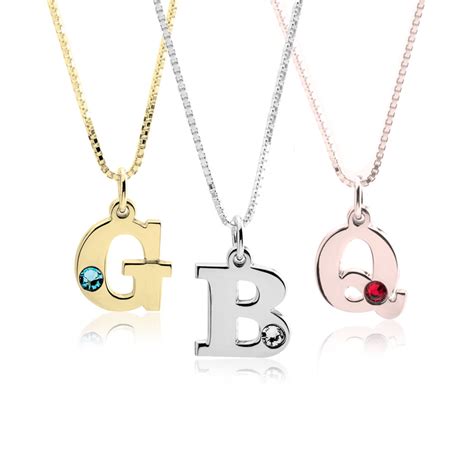 Initial and Birthstone Necklace