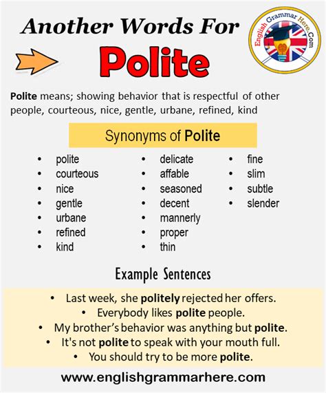 Another word for Polite, What is another, synonym word for Polite ...