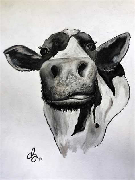 Charcoal Drawing COW | Etsy