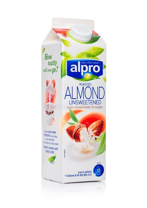 LONDON, UK - JANUARY 10, 2018: Alpro Soya Roasted Almond Unsweetened ...