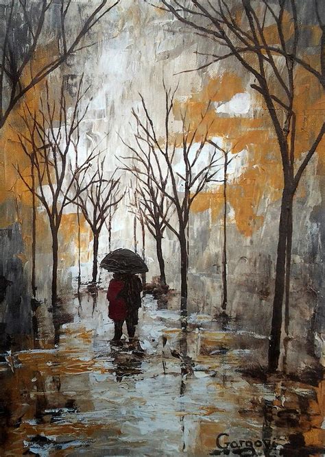 Autumn Rain Painting by Milena Hristova