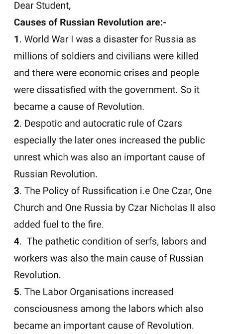 Write 10 causes of Russian revolution - Social Science - Socialism in ...