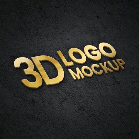 Free 3D Golden Metal Logo Mockup On Black Wall PSD » CSS Author