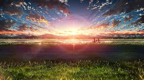 Anime, Beautiful, Sunrise, Landscape, Sky, Clouds, Scenery, 4K, #111 ...