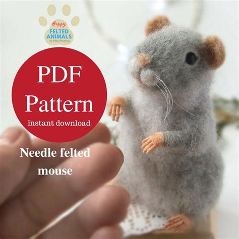 Felt pattern pdf Wool felted mouse Needle felting tutorial Needle ...