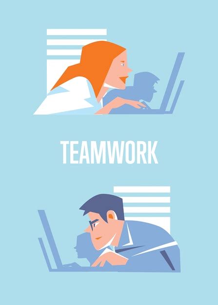 Premium Vector | Teamwork banner with business people