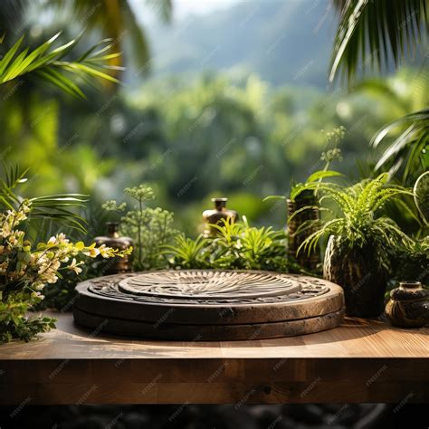 Premium AI Image | a wooden table with a circle that says quot garden ...