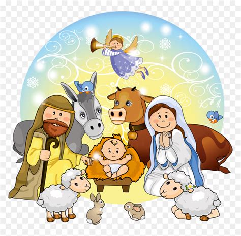 Cute Christmas Nativity Scene Clip Art - Cartoon Christmas Nativity ...