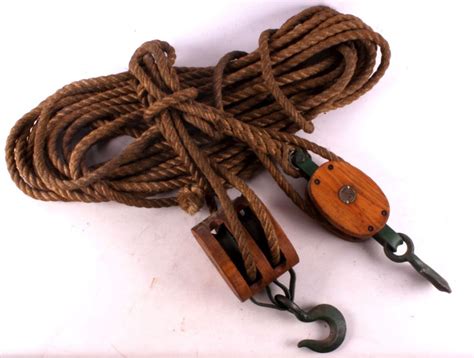 Antique Block and Tackle with Rope