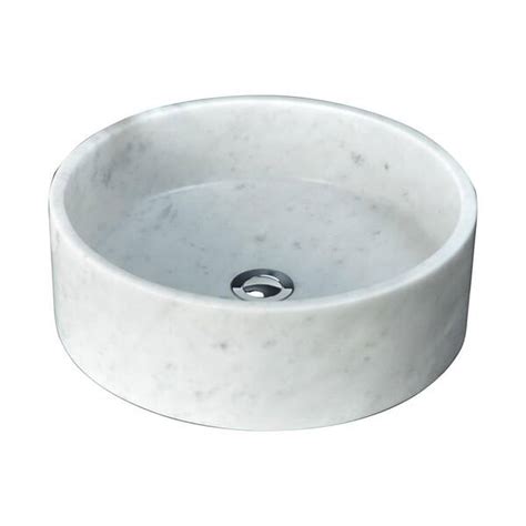 Carrera White Marble Round Vessel Sink ADI - The Home Depot